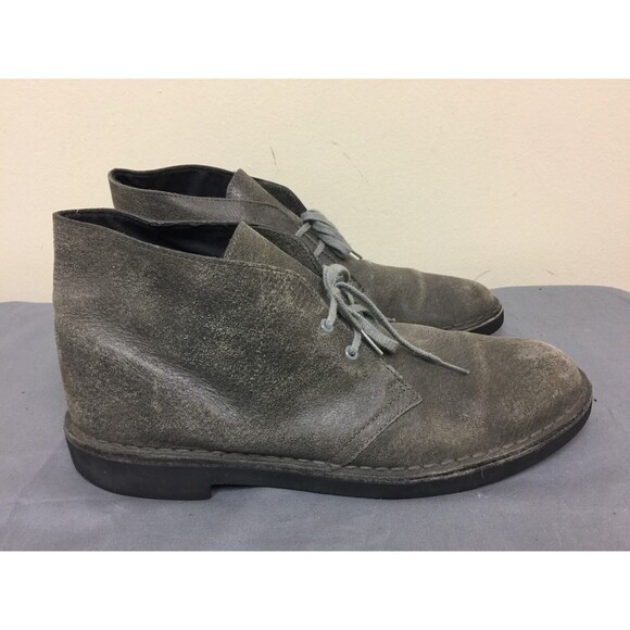 Clarks originals men size US 9M GB 8.5 gray leather ankle  lace up boots - Picture 1 of 12